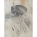 A female bust, Charcoal drawing on paper, Europe, 19th / 20th century, 41x31 cm