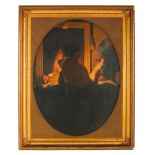 European School, 19th century, A lady reading by a mirror, Oil on canvas, 138x99 cm