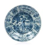 A Wanli plate, Chinese porcelain said Kraak, Blue underglaze decoration of birds and flowers, Ming