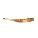 An oliphant, Ivory, Carved and black engraved decoration of parallel bands and concentric circles,