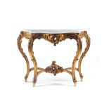 A pier table and mirror, Carved and gilded wood, with beveled mirror, Marble stone top, Portugal,