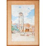 Portuguese School, 20th century, A view of Rome's ruins, Watercolour on paper, Signed, (unidentified