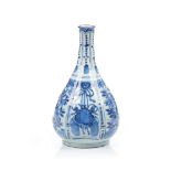A bottle, Chinese export porcelain, said Kraak, Blue decoration of floral motifs and precious