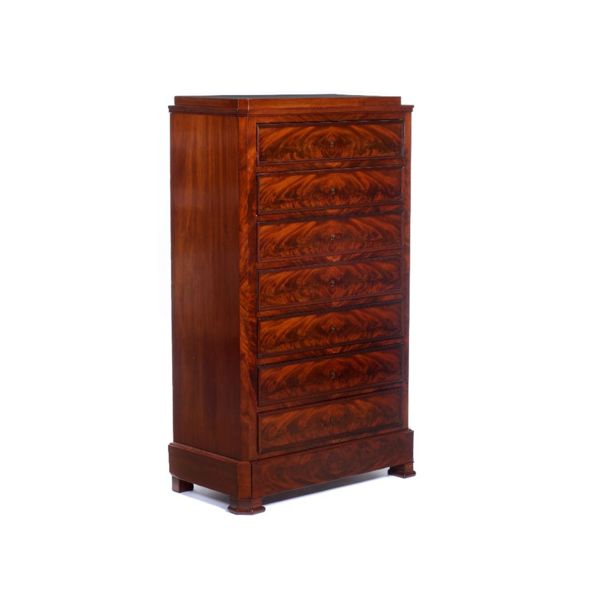 An Empire style semainier, Mahogany, Seven drawers and one shoe cupboard, France, 19th century,