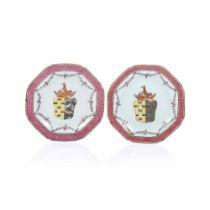 A pair of armorial plates