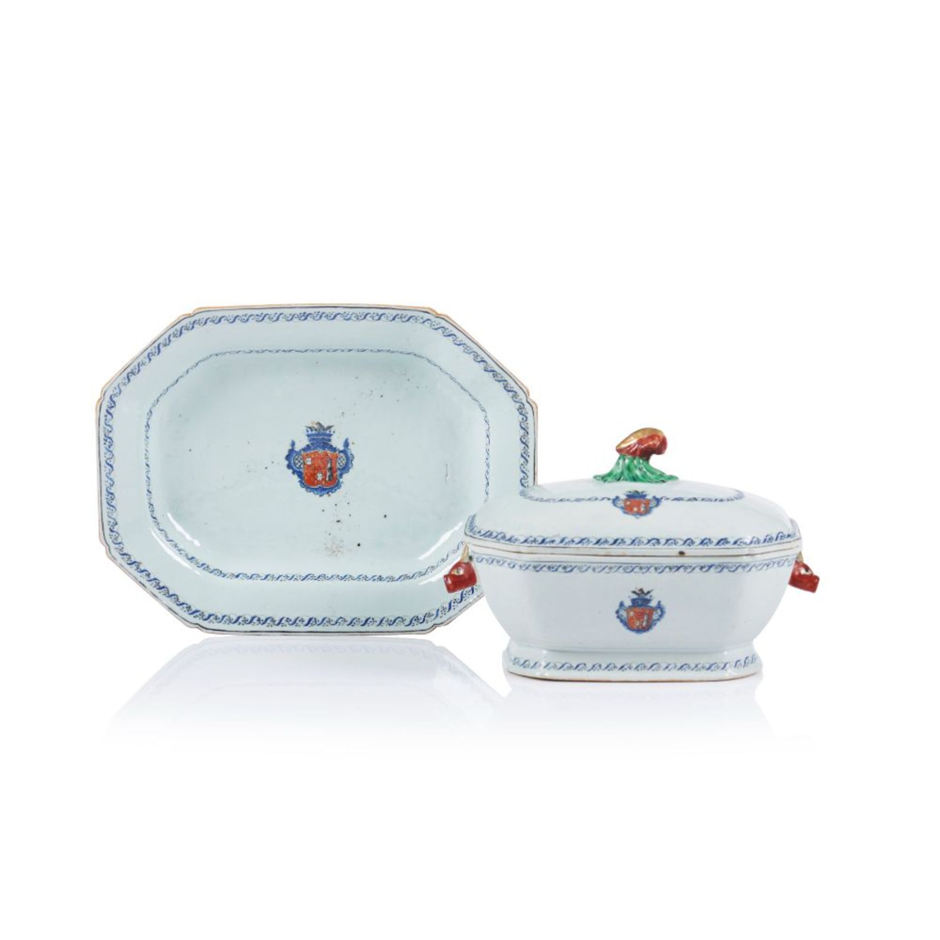 Armorial tureen with cover and tray