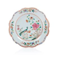 A scalloped "peacocks" plate