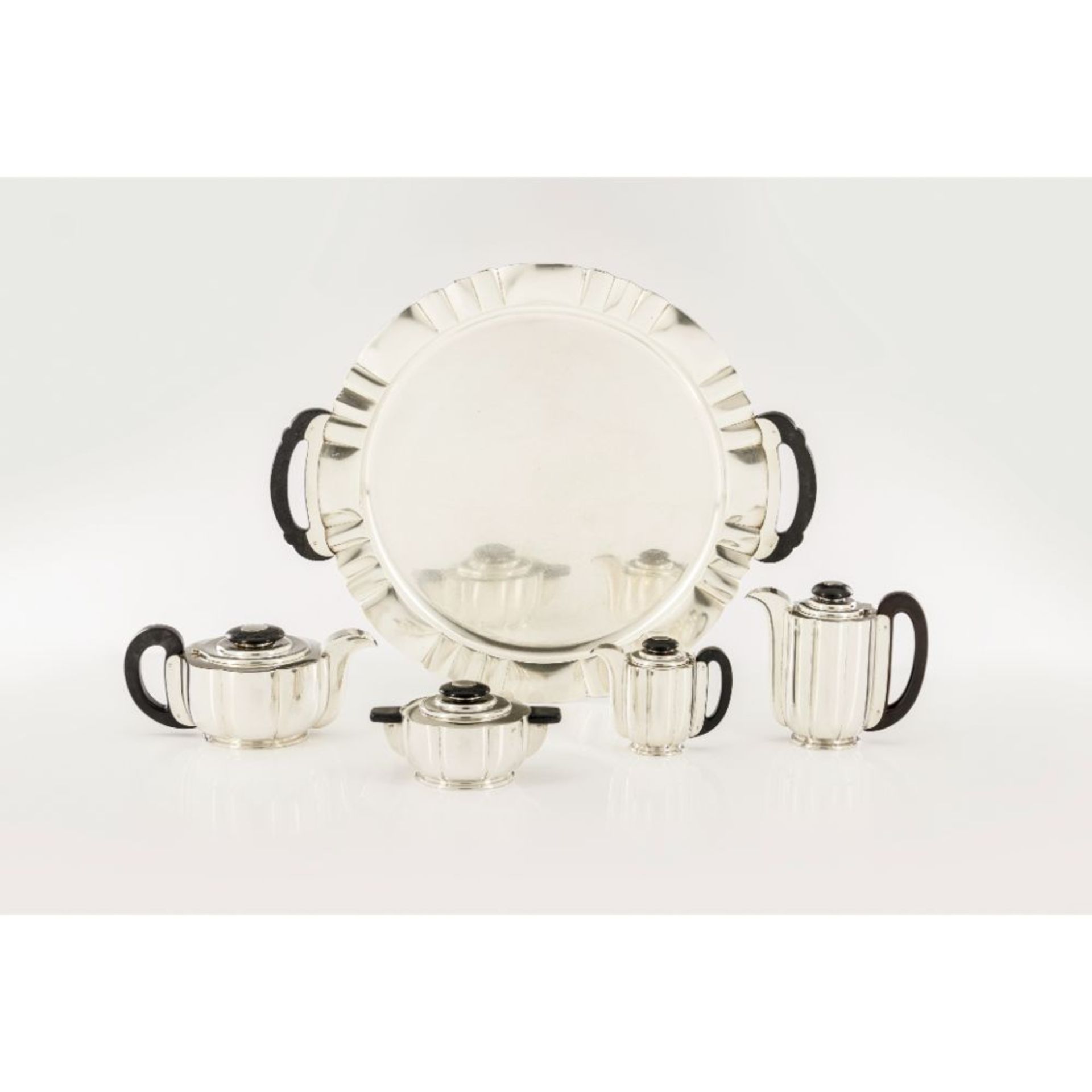 An Art Deco tea and coffee set with tray