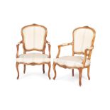 A pair of Louis XV style fauteuils