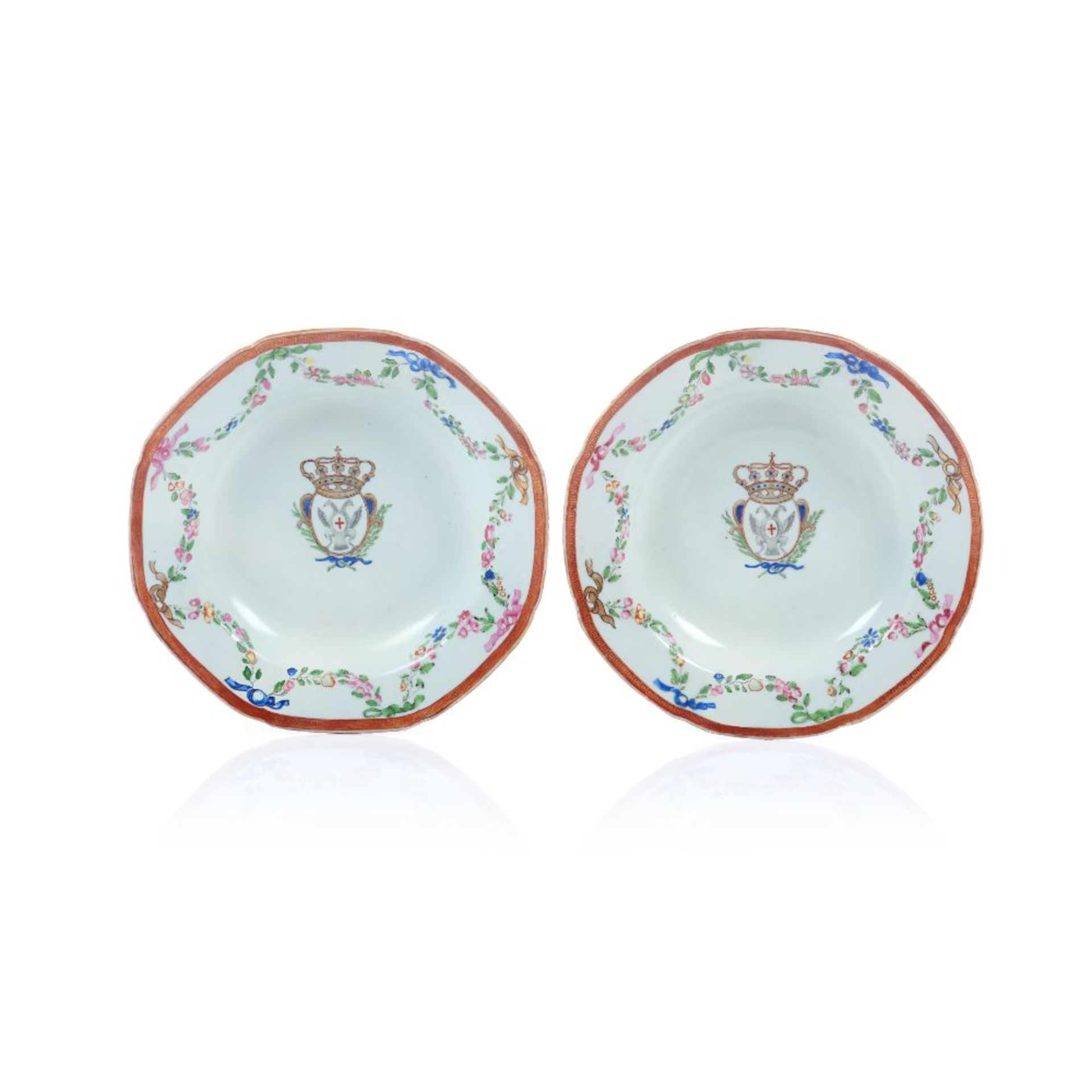 A pair of armorial plates 