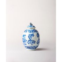 A blue and white ovoid jar and cover 康熙时期青花罐及盖