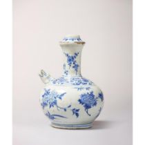 A blue and white Kendi with floral sprays 过渡期青花带花卉纹肩瓶