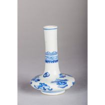 A small blue and white compressed globular bottle vase 康熙时期八仙八宝青花细颈瓶