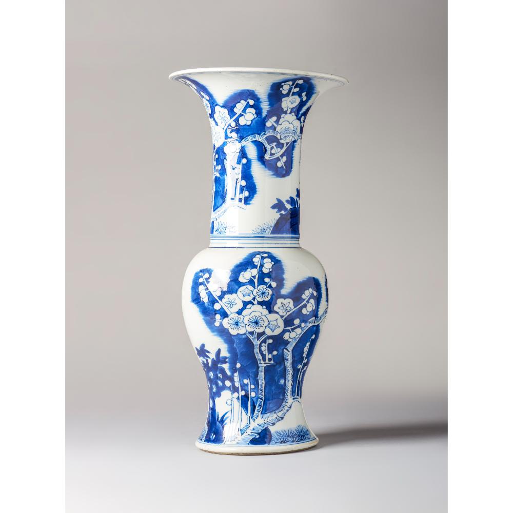 A blue and white 'prunus' 'phoenix tail' vase 康熙时期青花梅花凤尾瓶