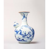 A large blue and white Kendi with scenes from 'Dream of the Red Chamber' 大型青花肩瓶带《红楼梦》场景