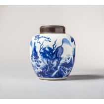 A blue and white 'qilin' jar 康熙时期青花"麒麟"罐