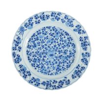A large blue and white dish