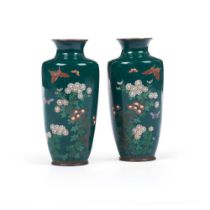 A pair of small Japanese cloisonné vases