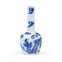 A Chinese blue and white 'Bleu de Hue' bottle vase