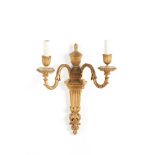 A pair of Louis XVI style two branch wall sconces