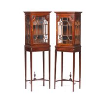 A pair of George III style display cabinets on stand