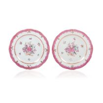 A pair of scalloped plates