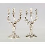 A pair of three branch candelabra after a prototype by Juste-Aurèle Meissonier (1695-1750)  