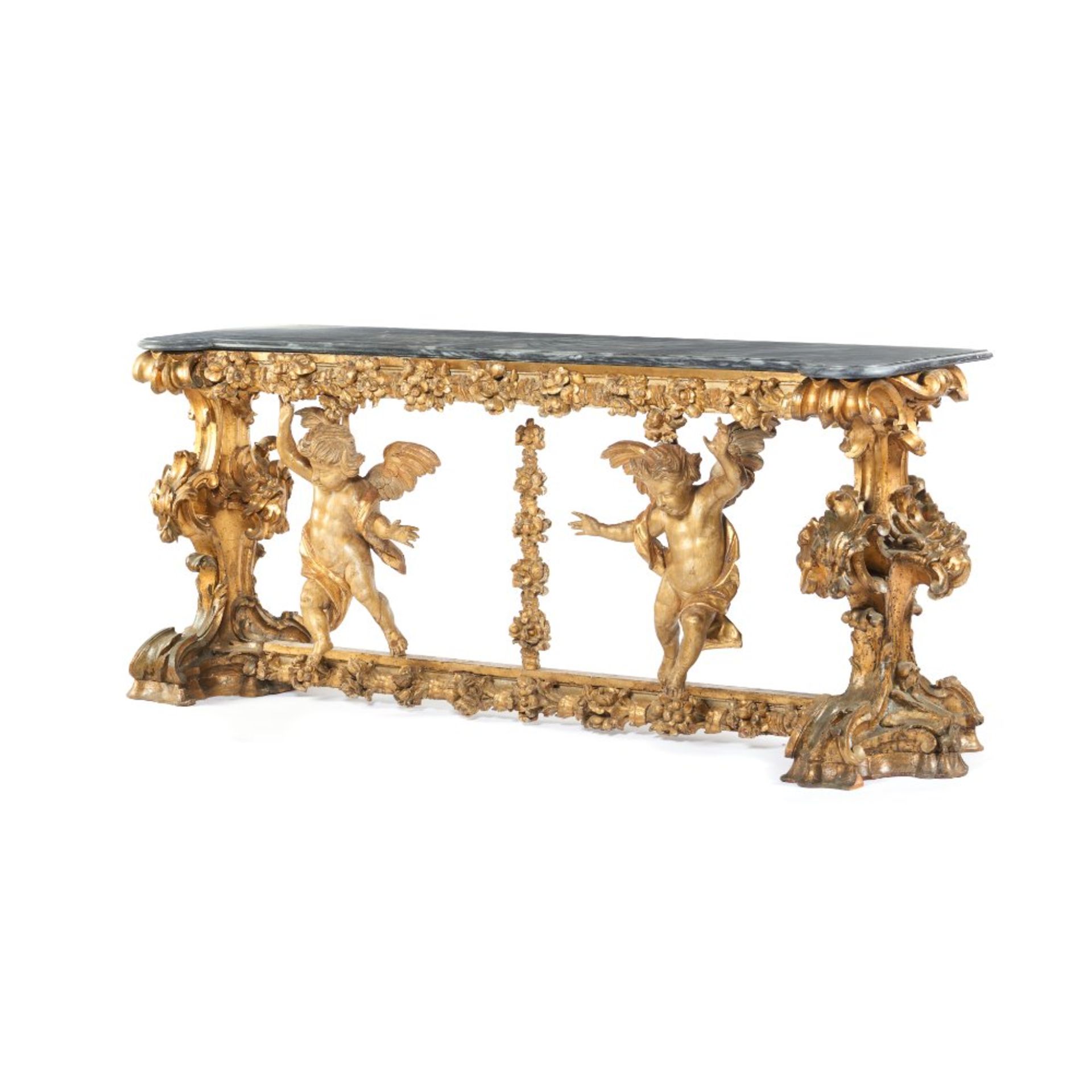 A large baroque console table