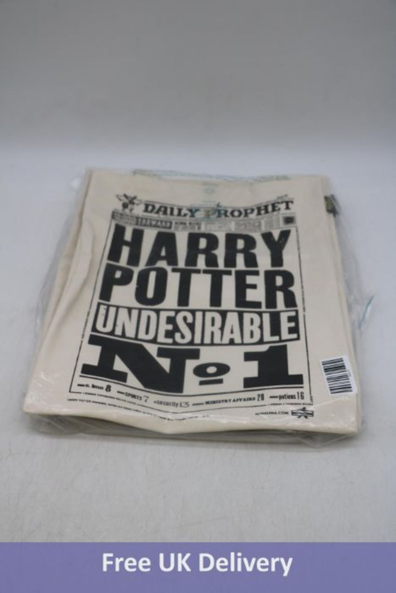Five Daily Prophet Harry Potter Undesirable No1 Tote Bags, White/Black
