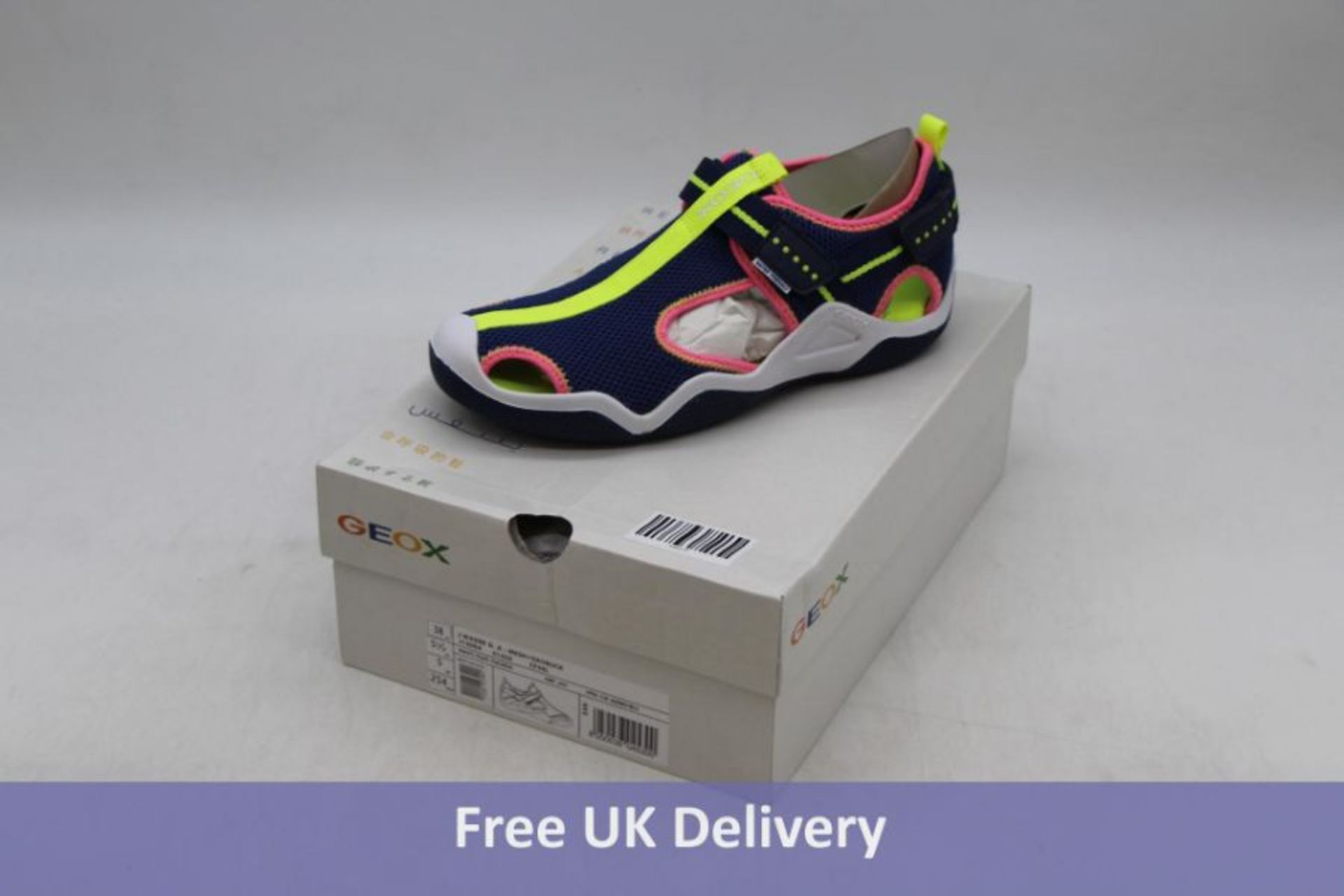 Geox Blue Wader Sandals, Navy/Fluo Fuchsia, UK 5