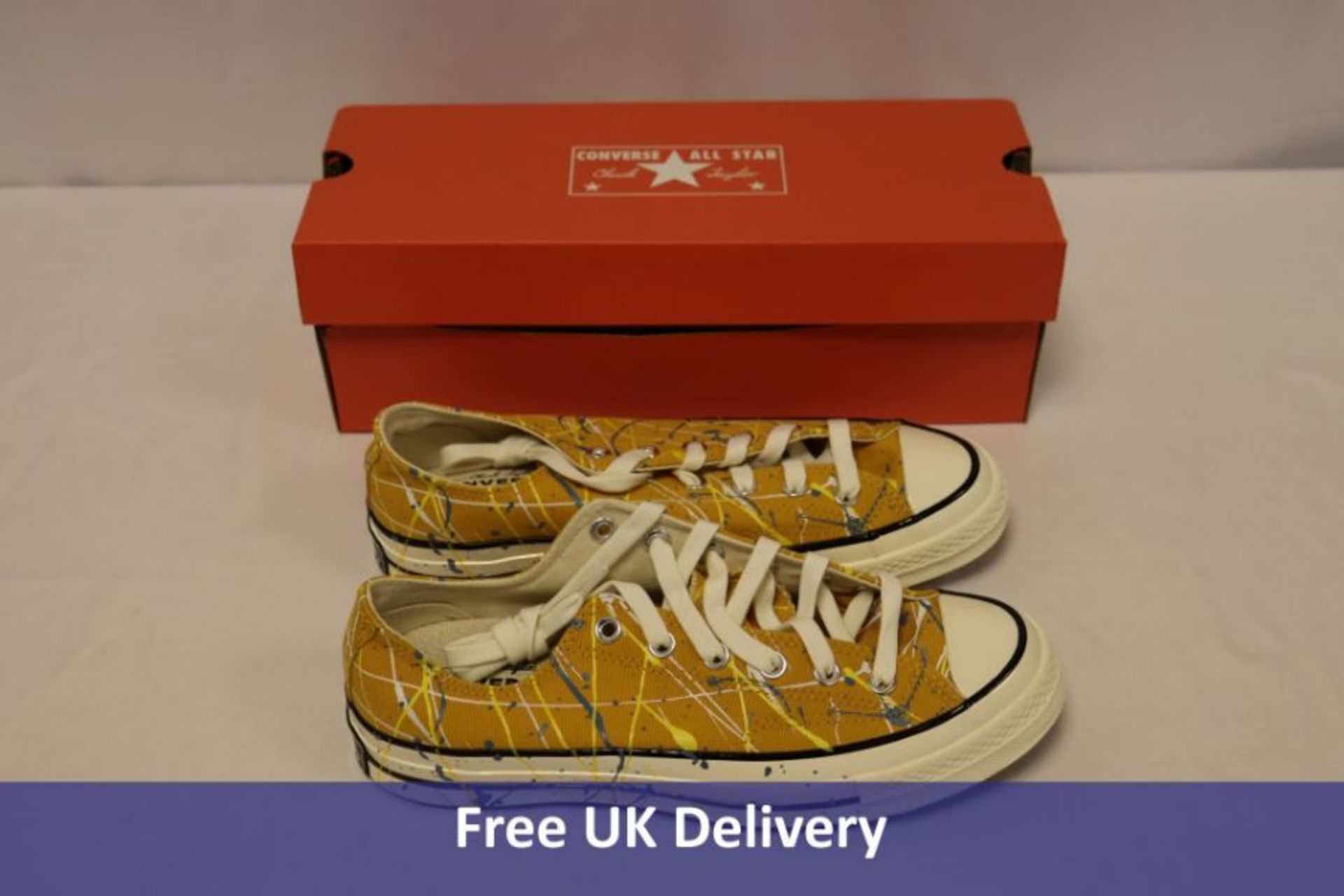 Converse Chuck 70 Paint Splatter Low, Sunflower Gold, UK 7.5