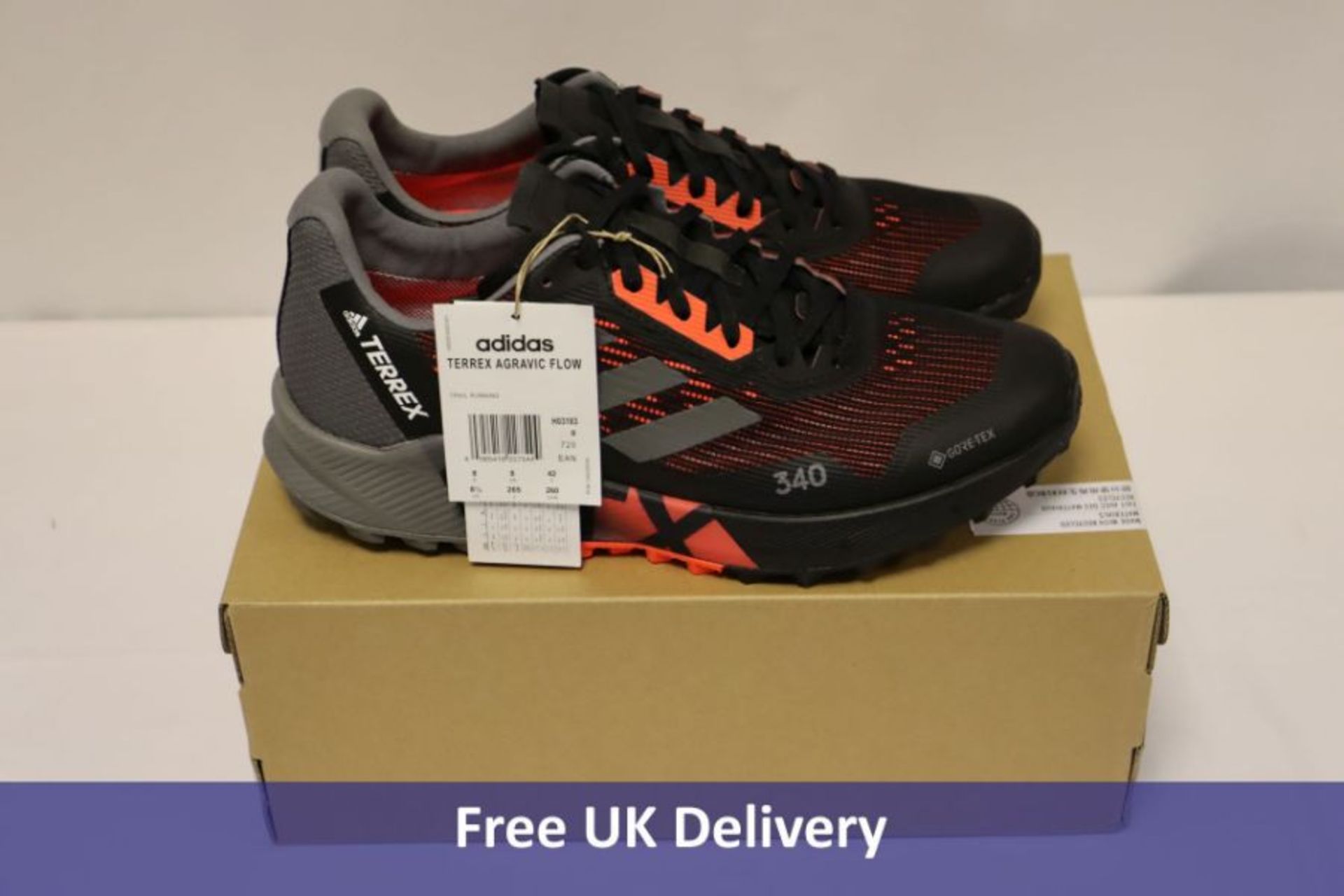 Adidas Terrex Agravic Flow 2 GTX Trail Running Shoes, Black/Red, UK 9