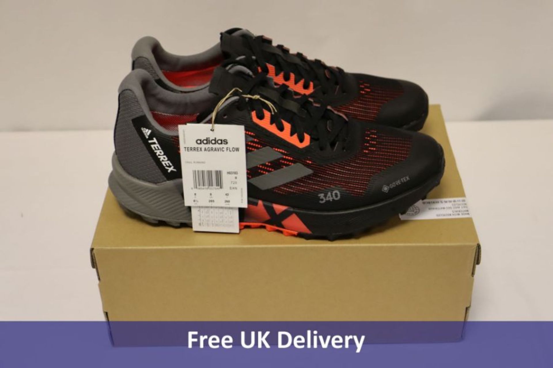 Adidas Terrex Agravic Flow 2 GTX Trail Running Shoes, Black/Red, UK 8