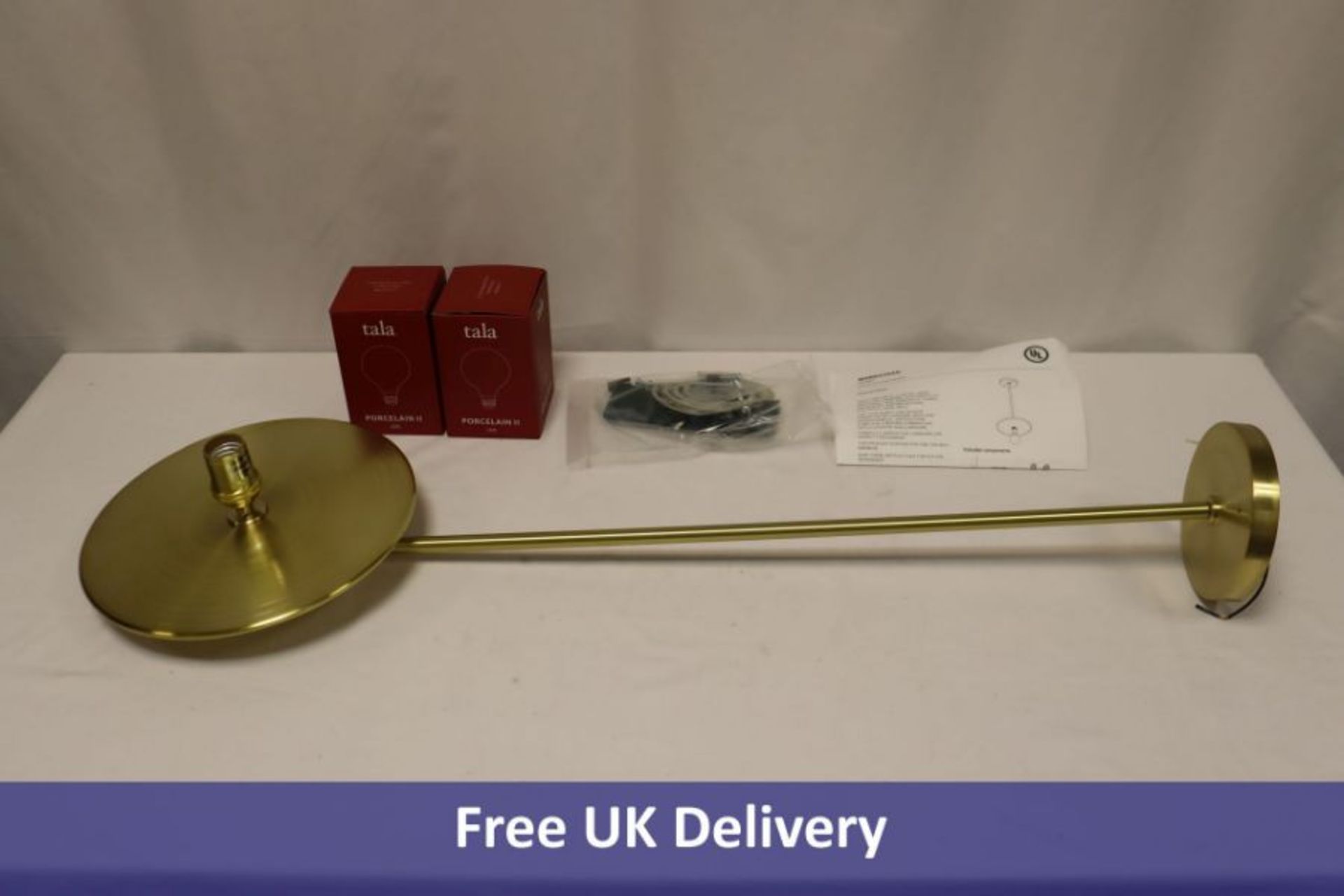 Workstead Custom Industrial Brass Pendant Light with Adjustable Reflector, 2x Bulbs Included