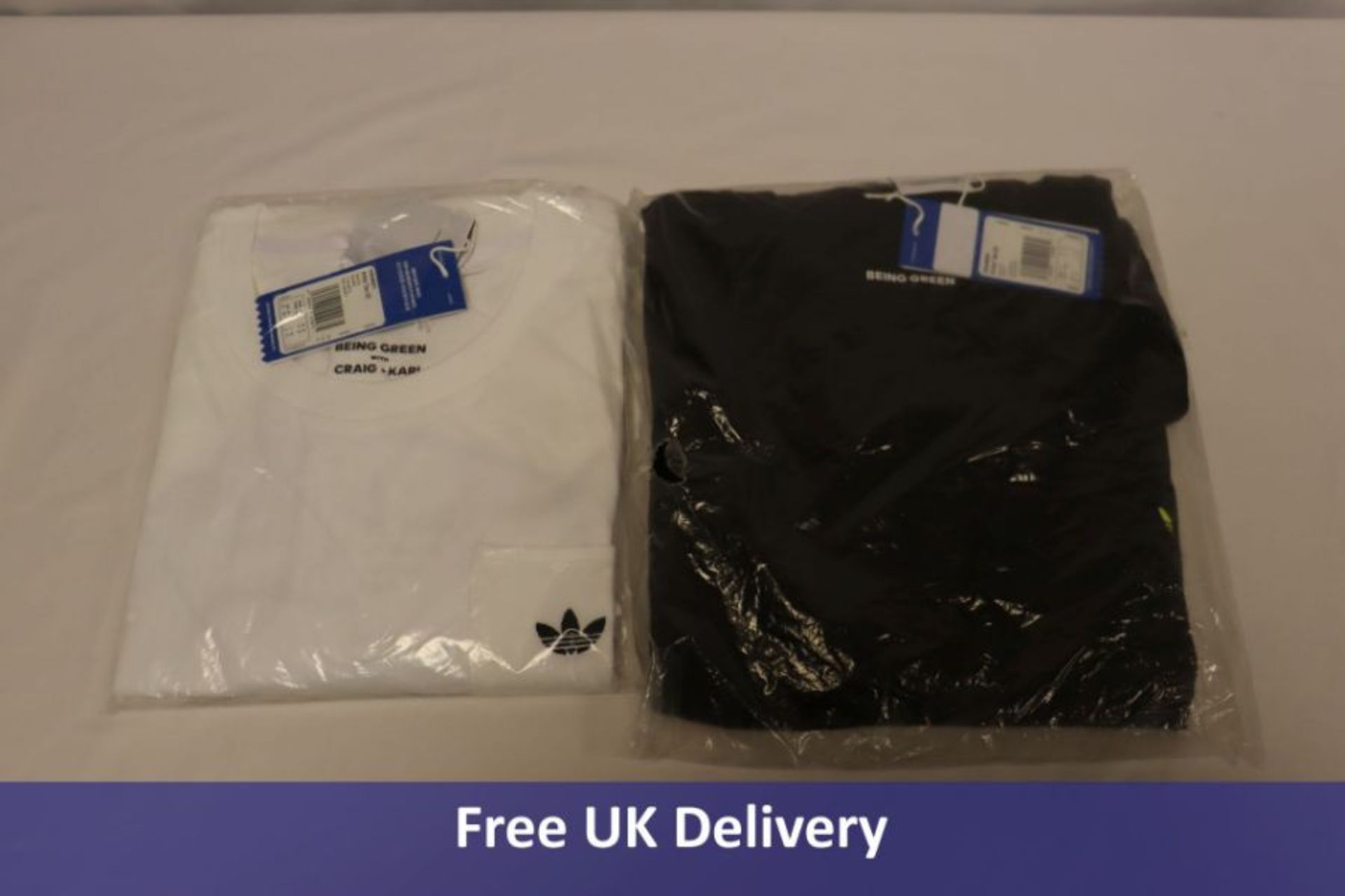 Two Adidas Men's Artist T-Shirts to include 1x White, Medium, HA4691, 1x Black, Medium, HA4690