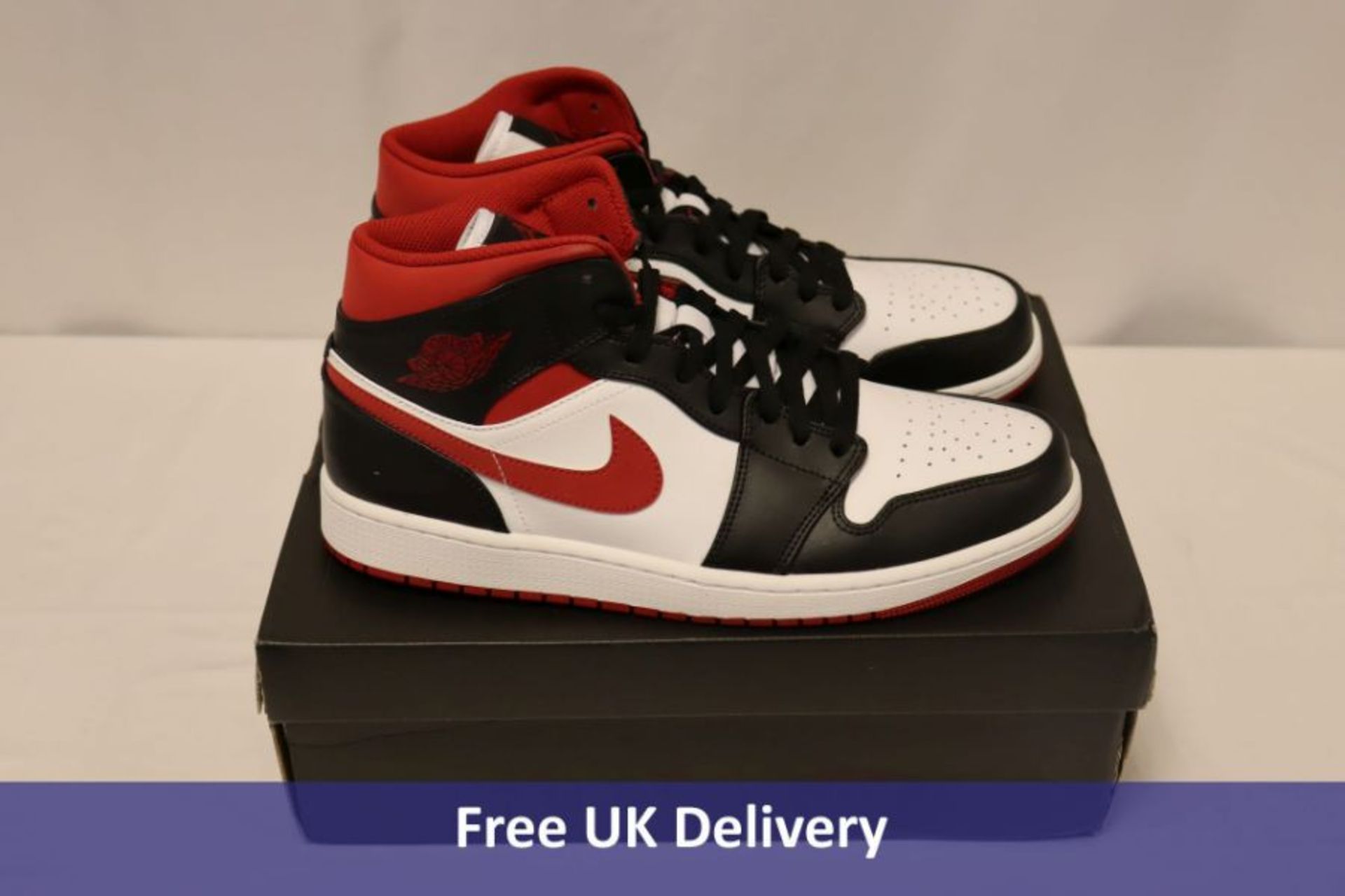 Nike Air Jordan 1 Mid Trainers, White/Gym Red/Black, UK 11.5