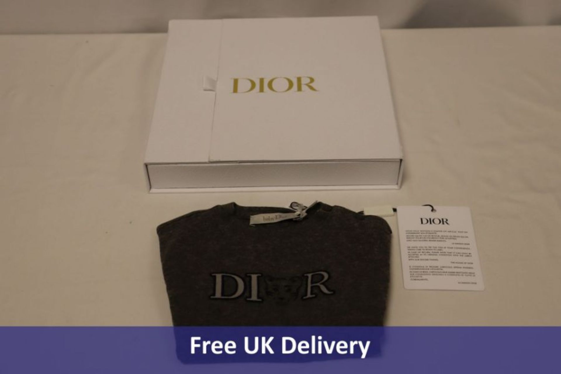 Baby Dior Cotton Jersey T-Shirt, Grey, 6 Months