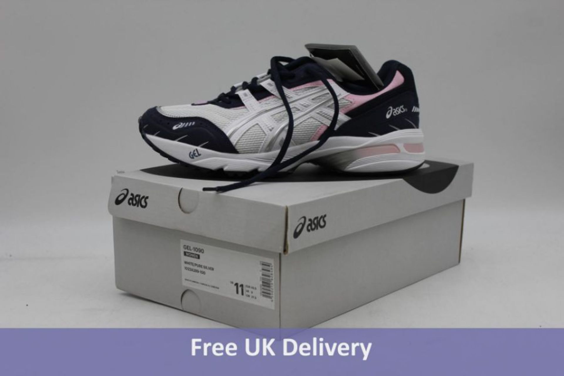 Two Asics Gel-1090 Women's Trainers, White/Navy/Silver/Pink, 1x UK 8.5, 1x UK 9 - Image 2 of 2