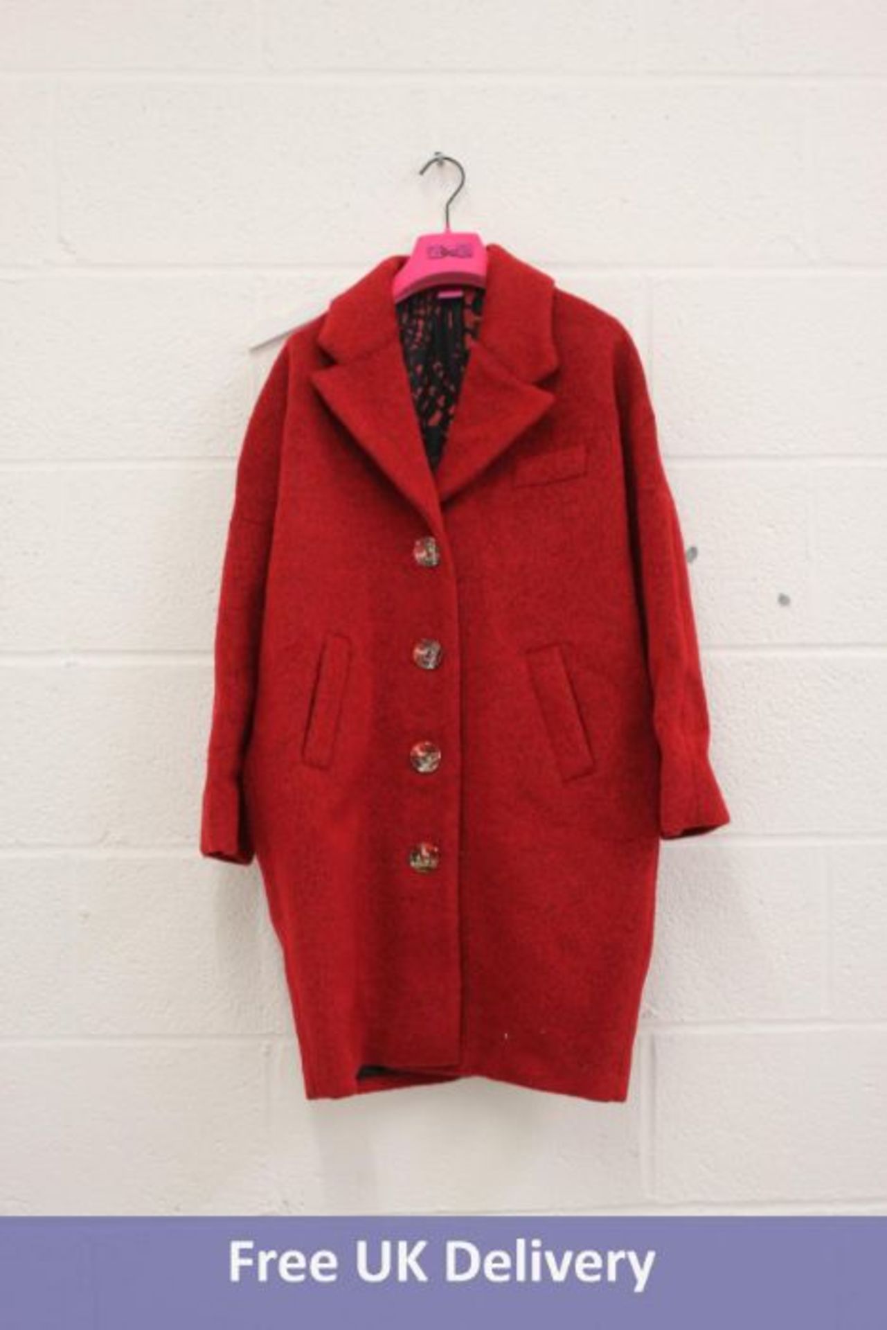 Save The Queen Cherry Red Merino Wool And Silk Coat, Red, Size 20WSQ2097