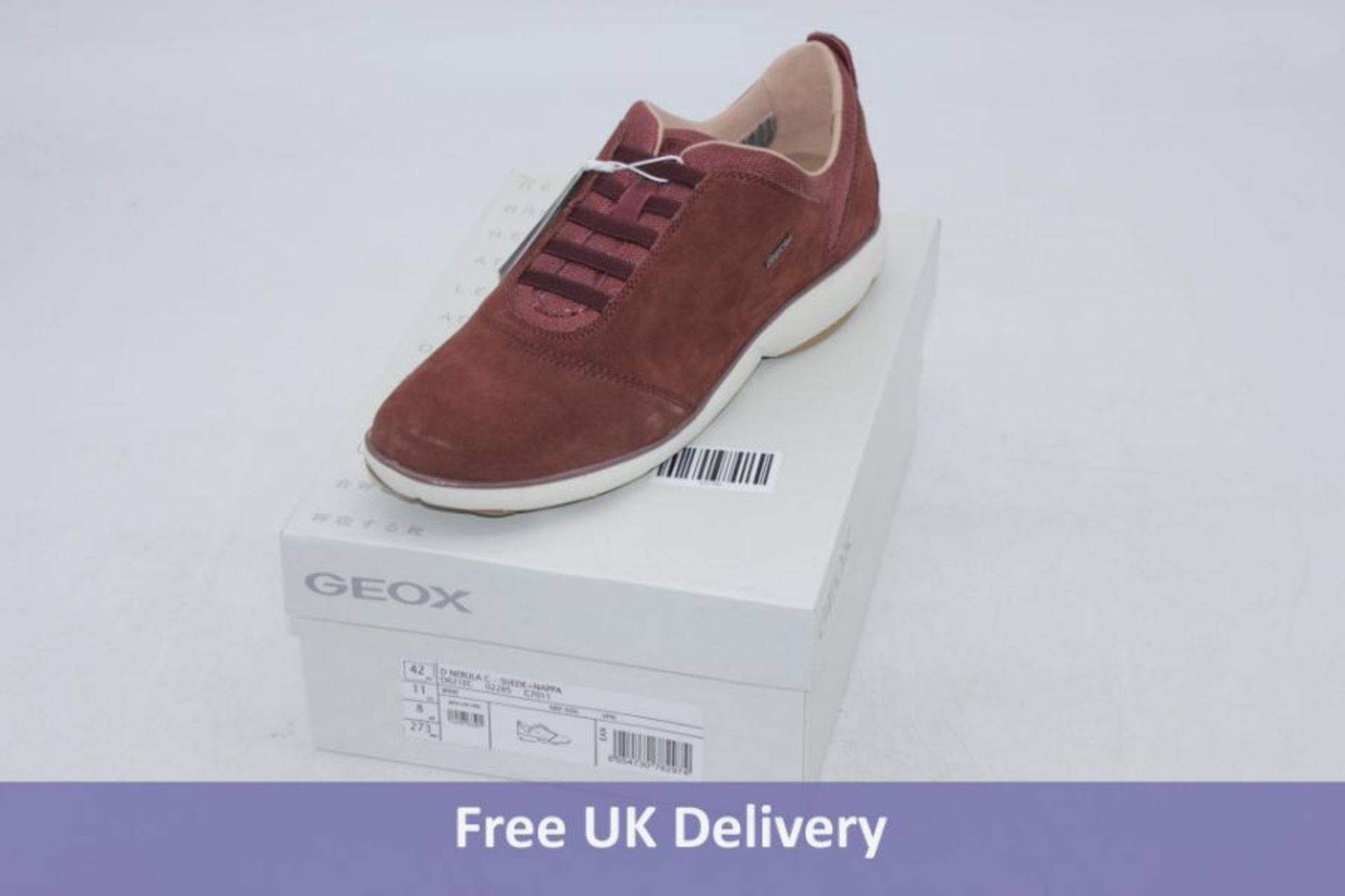 Three pairs of Geox Men's Trainers to include 1x D Nebula Trainers, Wine, UK 8, 1x Trainers, Navy, U