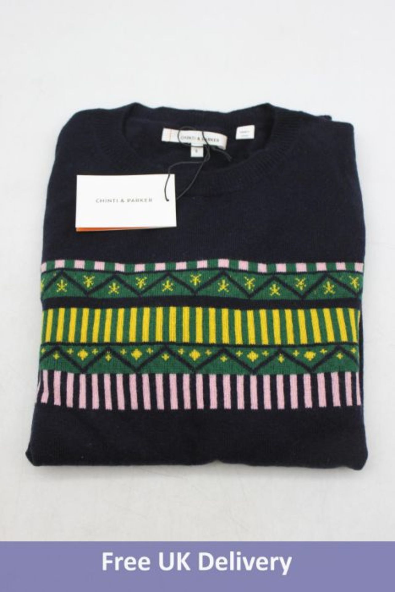 Chinti & Parker Striped Wool Blend Women's Sweater, Black, UK S