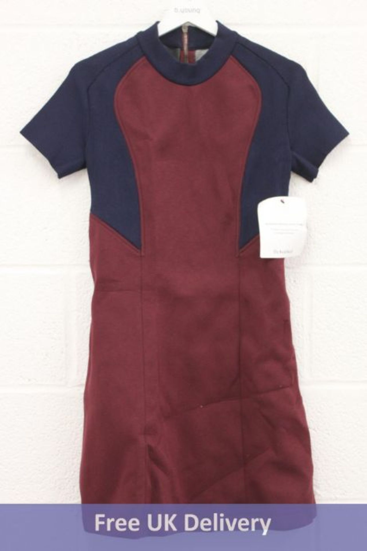 Cedric Charlier Dress Navy/Burgundy, UK 10, New With Tag