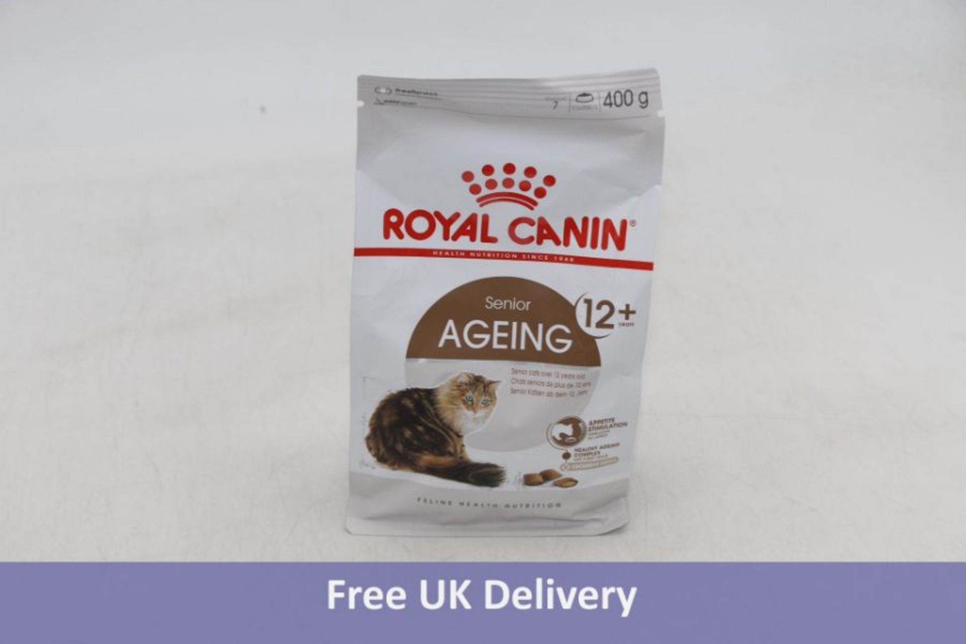 Eight Royal Canin Senior Ageing 12+ Adult Dry Cat Food, 400g, Expiry Date 12/7/2023