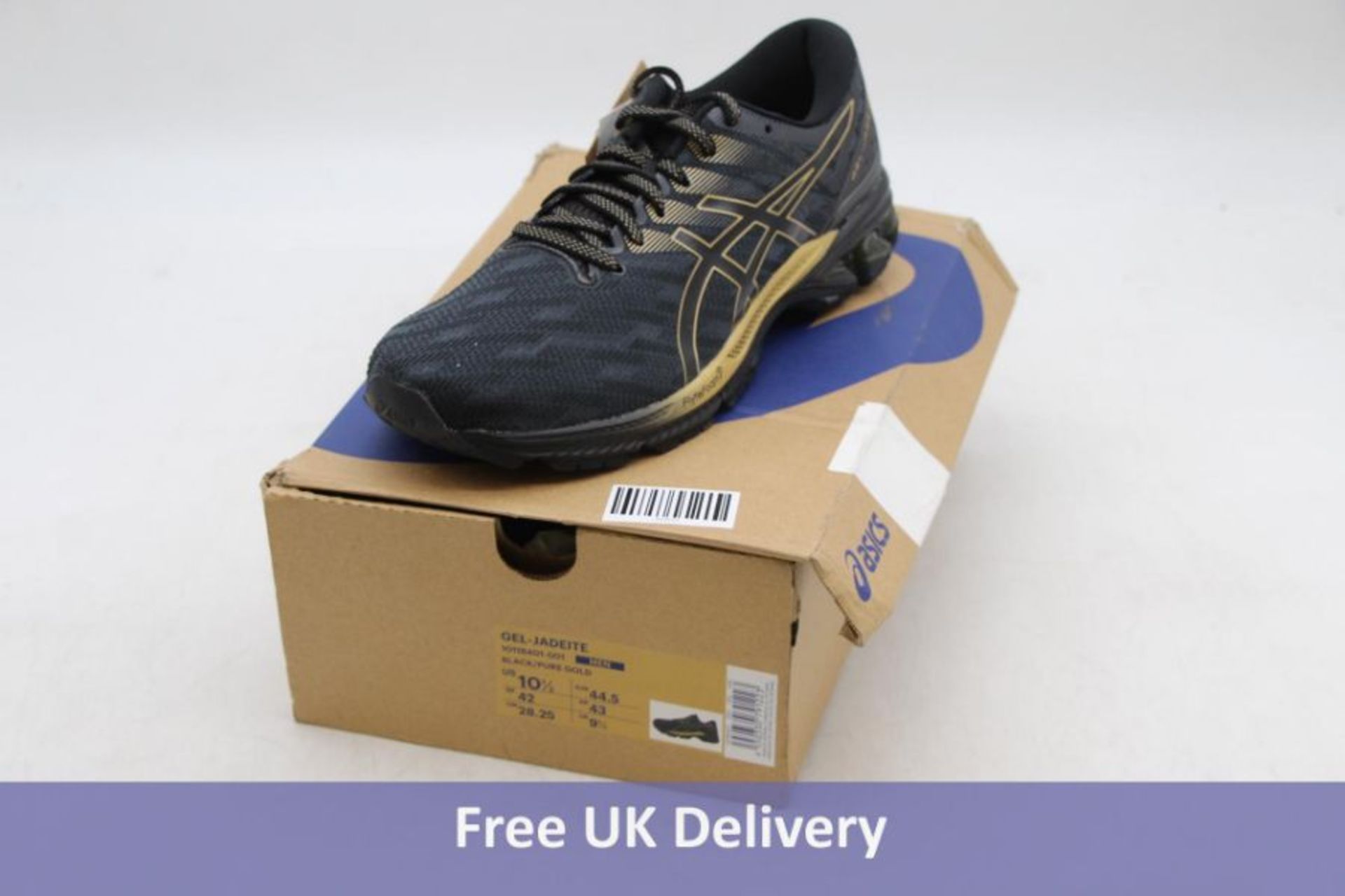 Asics Men's Gel Jadeite Trainers, Black/Gold, UK 9.5. Box damaged