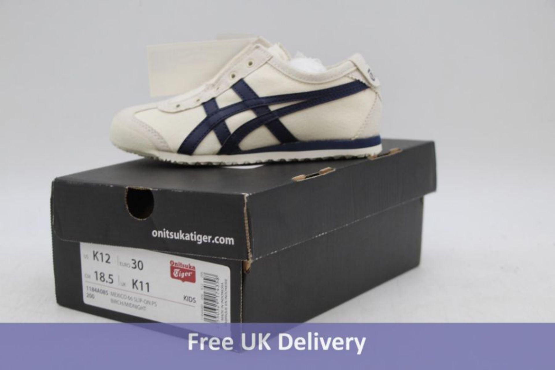 Onitsuka Tiger Mexico 66 Slip On Kid's Trainers, Cream/Navy, UK K11