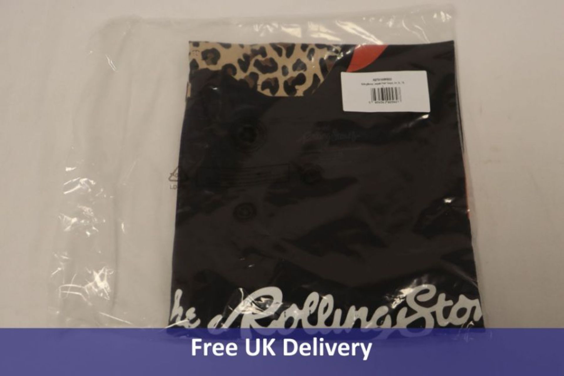 Eight The Rolling Stones Leopard Print Tongue Black T-Shirts to include 2x Medium, 3x Large, 3x Extr