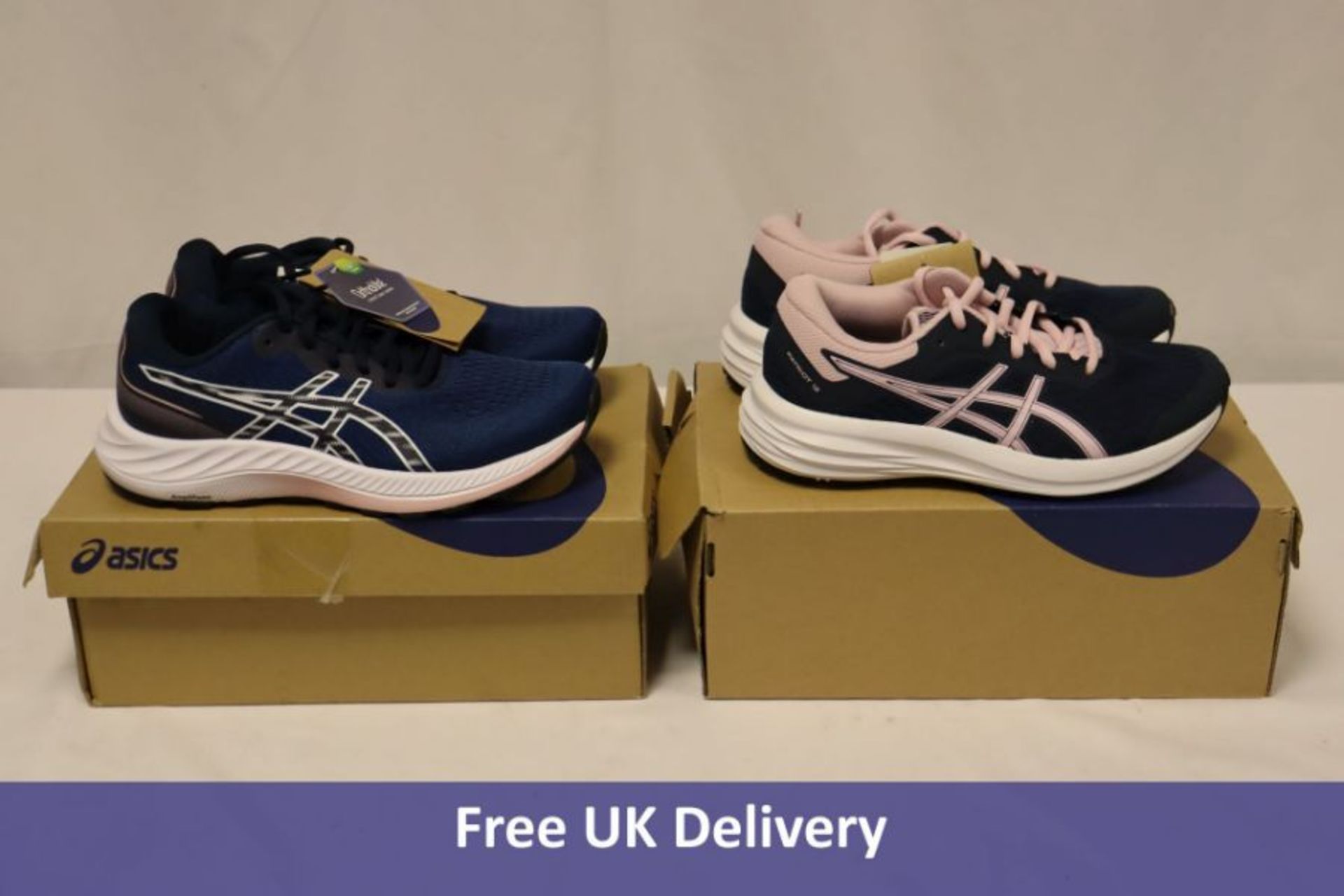 Two Asics items to include 1x Girl's Patriot 12 GS Trainers, French Blue/Barely Rose, UK 2, 1x Women