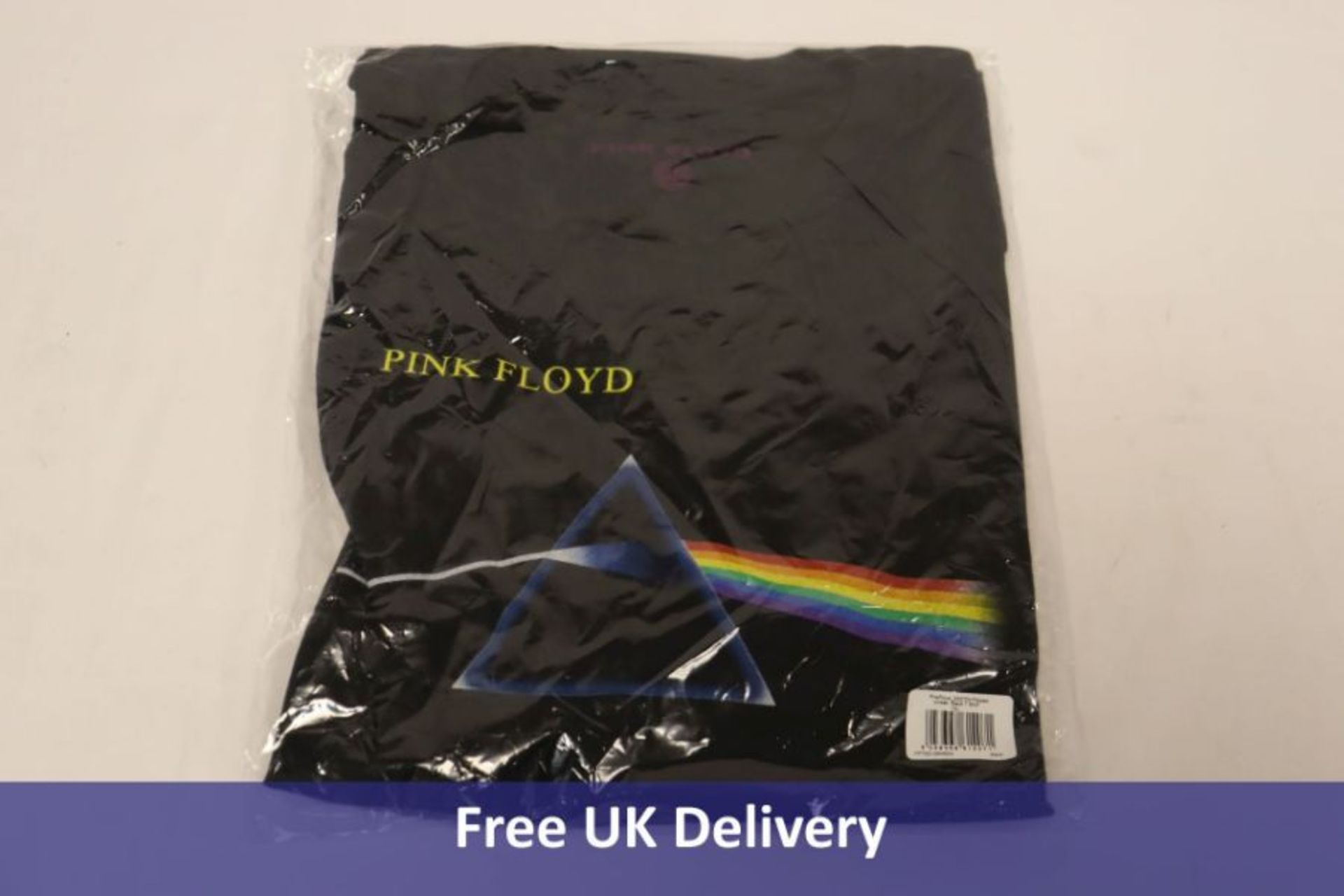 Six Pink Floyd Dark Side Of The Moon Flipped Black T-Shirts to include 2 x Medium, 2x Large, 2x Extr
