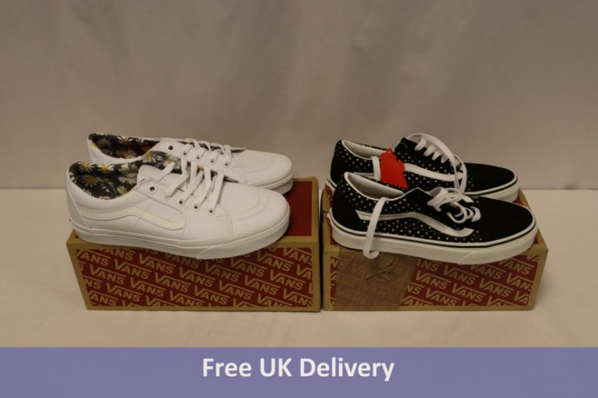 Two Pairs of Vans to include Old Skool Stars, UK 4, Sk8 Low, UK 6.5