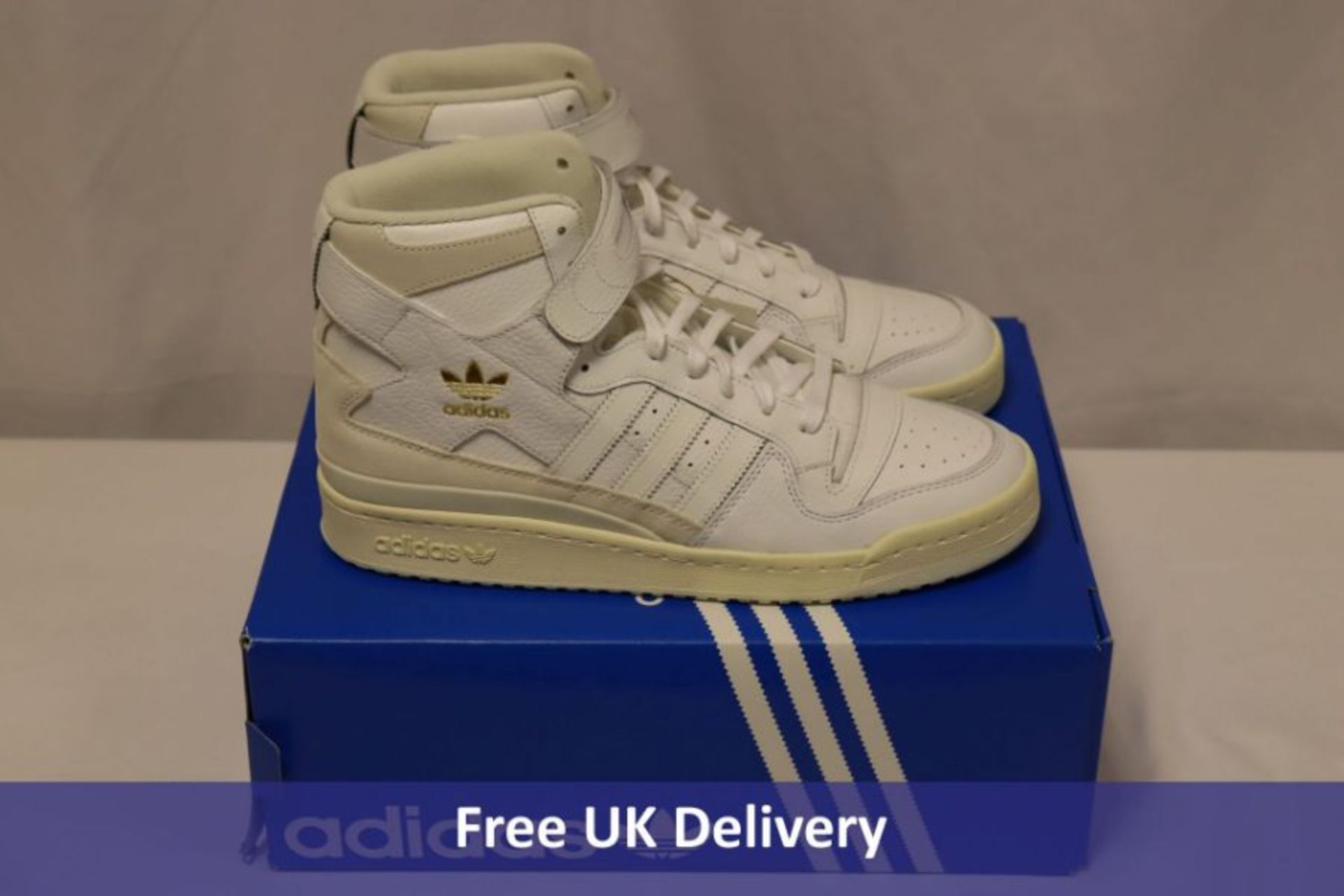 Adidas Originals Forum 84 Hi Trainers, White/Gold Foil, UK 11